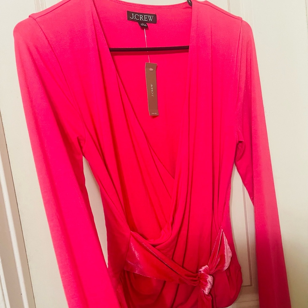 J.CREW -soft vibrant hot pink - -wrap summer top NWT